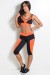 Conjunto Fitness Corsário Preto com Laranja | Ref: KS-F14-005