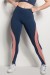 Calça Cós Regular Com Detalhe Em Tela (Azul Marinho / Coral Tandy / Branco) | Ref: CAL429-003/021/002
