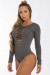 Body Manga Longa com Detalhe Rasgado (Mescla) | Ref: K2448-C