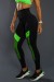 Calça Legging Com Recorte Neon E Tela (Verde Neon / Preto) | Ref: K2557-C