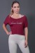 Cropped Fitness com Silk Assinatura (Vinho / Branco) | Ref: K2574-B
