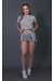 Cropped Fitness com Silk KS United e Listras (Mescla / Azul Marinho) | Ref: K2580-B