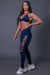 Calça Legging Fitness com Cadarço e Silk KS United (Azul Marinho / Laranja) | Ref: K2582-B