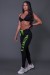 Calça Legging Fitness com Cadarço e Silk KS United (Preto / Verde Fluor) | Ref: K2582-C