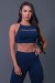 Top Fitness Transpassado com Silk Assinatura (Azul Marinho / Salmão) | Ref: K2593-B