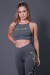 Top Fitness Transpassado com Silk Assinatura (Cinza Escuro / Verde Fluor) | Ref: K2593-C