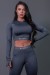Cropped Fitness Manga Longa com Silk (Cinza Escuro / Cinza) | Ref: K2686-B
