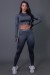 Calça Legging Fitness com Elástico e Silk (Cinza Escuro / Cinza) | Ref: K2688-B
