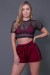 Short Fitness Moletim com Tela e Silk (Vinho / Preto) | Ref: K2730-D