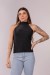 Blusa com Decote Scuba Tecido Canelado (Preto) | Ref: 01-A