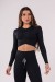 Cropped Transpassado Manga Longa (Preto) | Ref: K3552-A