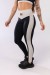 Calça Legging com Cós V e Faixa Lateral (Preto / Off-White) | Ref: K3951-A