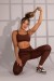 Calça Legging com Bolsos e Chapado Cruzado na Cintura (Marrom) | Ref: K4149-C