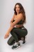 Calça Legging com Recorte no Cós (Verde Militar / Bege) | Ref: K4155-A