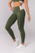 Calça Legging com Cós Contrastante e Vivo (Verde Folha / Bege) | Ref: K4163-A