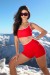 Short com Cós de Vira (Vermelho / Bege) | Ref: K4221-B