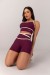 Short com Cós Transpassado e Chapado (Uva / Off-White) | Ref: K4297-B