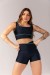 Short com Vivo no Cós Transpassado (Azul Escuro / Verde Turquesa) | Ref: K4243-B