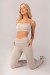 Calça Legging com Cós Transpassado e Bolsos (Bege Acinzentado) | Ref: K4360-B