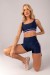 Short com Chapados Duplos (Azul Marinho / Rosa Claro / Azul Claro) | Ref: K4194-C