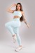 Calça Legging com Detalhes de Vivo (Azul Bebê / Off-White) | Ref: K4428-B