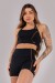 Short com Bolsos e Cobertura Contrastante (Preto) | Ref: K4435-A