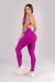Calça Legging com Recortes e Cós de Vira Contrastante (Roxo / Laranja Claro) | Ref: K4451-C