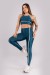 Calça Legging Tricolor com Chapados (Azul Petróleo / Off-White / Bege) | Ref: K4462-B
