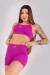 Short com Recortes e Cós de Vira Contrastante (Roxo / Laranja Claro) | Ref: K4452-C