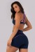 Short com Vivo Contrastantes e Bolso no Cós (Azul Marinho / Violet) | Ref: K4562-A