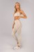 Calça Legging com Bolso e Vivo nas Laterais (Bege / Rosa Pink) | Ref: K4589-B