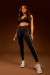 Calça Legging com Cós Transpassado e Bolsos com Vivo (Preto / Vanilla) | Ref: K4618-A