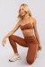 Calça Legging com Recortes e Chapados Platinados (Marrom / Rosê) | Ref: K4757-B