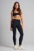 Calça Legging com Bolsos e Cós Contrastante (Preto / Off-White) | Ref: K4831-A