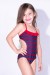 Maiô Infantil de Amarrar Estampado com Babado (Azul Marinho com Listras e Pontinhos / Vermelho) | Ref: DVBQ32-004
