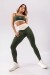 Calça Legging com Cós V e Faixa Lateral (Verde Militar / Off-White) | Ref: K3951-C