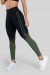 Calça Legging com Chapado e Recorte (Preto / Verde Militar) | Ref: K3133-D