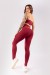 Calça Legging com Faixa no Cós Transpassado (Vinho / Off-White) | Ref: K3933-B