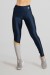 Calça Legging Tecido Platinado com Recorte Diagonal em uma Perna (Azul Marinho / Prata / Ouro) | Ref: GO474-C