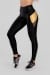 Calça Legging com Recorte de Tule (Preto / Ouro) | Ref: K2965-A