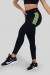 Calça Legging com Silk Listras Coloridas (Preto / Verde) | Ref: K3137-B