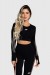 Cropped Manga Comprida de Poliamida com Silk Waves (Preto / Laranja Neon + Off-White) | Ref: GO77-A