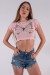 Cropped Raglan com Silk Butterfly (Rosa Bebê) | Ref: K2862-D