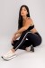 Calça Legging com Chapado e Vira (Preto / Off-White) | Ref: K4694-A