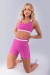Short com Faixa no Cós e Vivo (Rosa Fúcsia / Off-White) | Ref: K4491-B