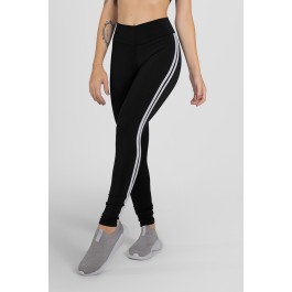 Calça preta com listras deals laterais