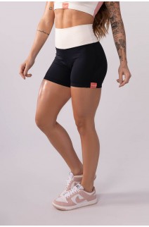 Short com Recortes e C s Alto Preto Off White Rosa Ref