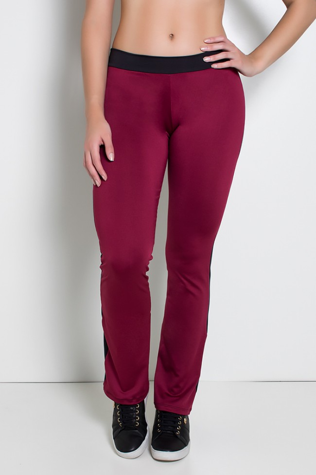 Calça boca shop de sino vinho