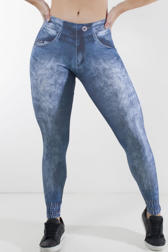 Legging Jeans Sublimada com Detalhe na Perna Ref KS F1230 001