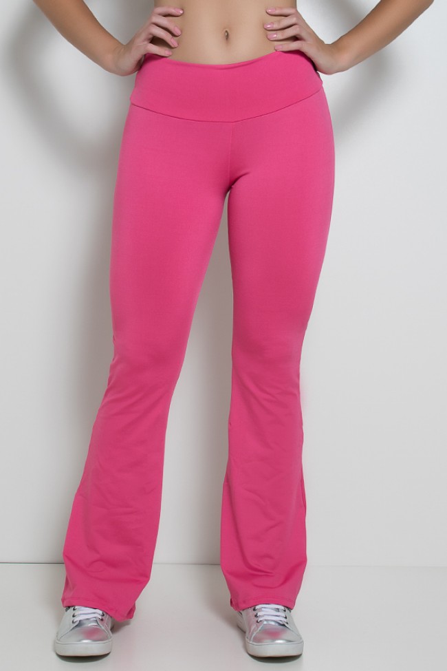 Calça boca de top sino rosa